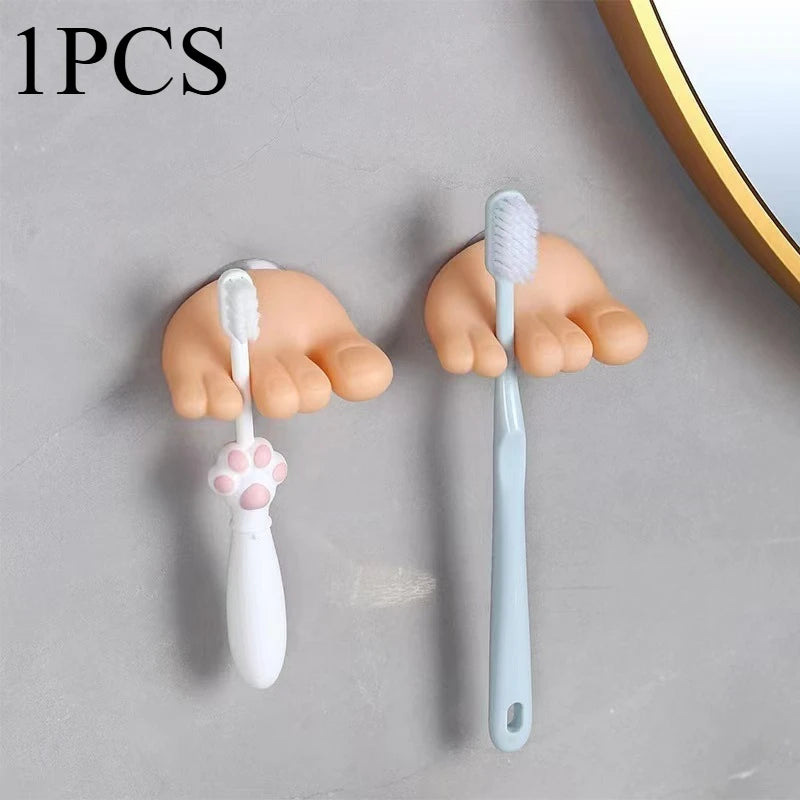 Mickey Toothbrush Holder and Multifunctional Traceless Suction Hooks for Bathroom Towel Hanging and Data Cable Home Furnishings