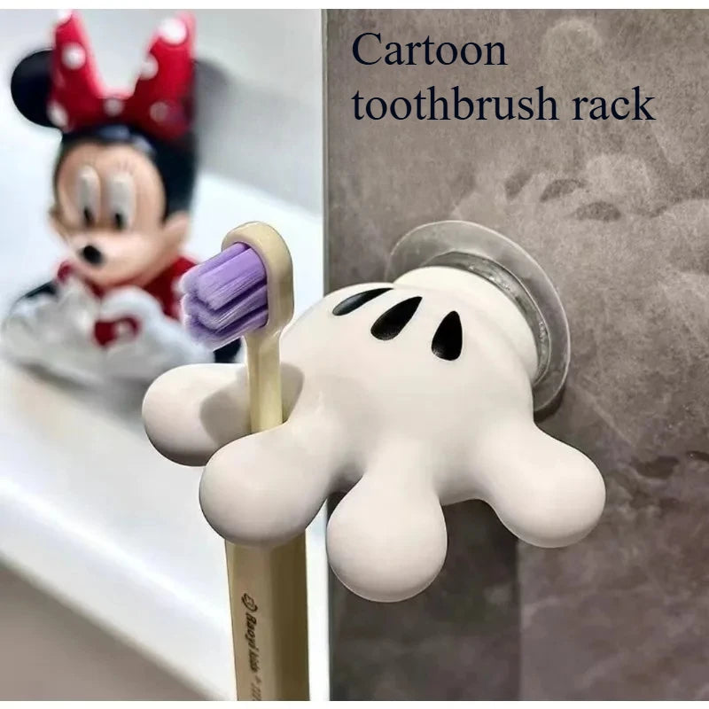 Mickey Toothbrush Holder and Multifunctional Traceless Suction Hooks for Bathroom Towel Hanging and Data Cable Home Furnishings