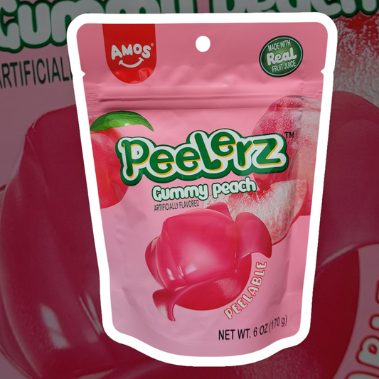 Amos Peelerz Gummy Peach Peg Bag 170g