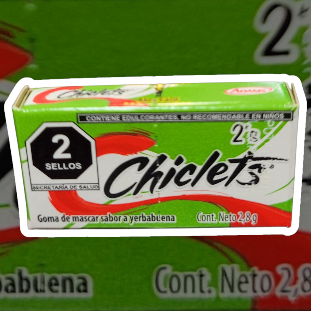 Chiclets Menthe Verte 2.8g paquet de 2 gommes