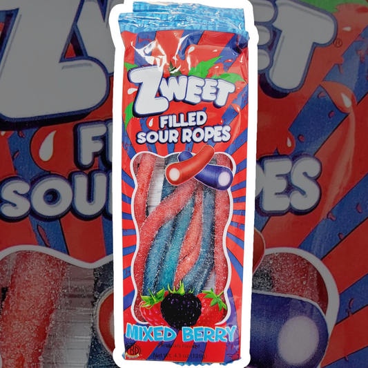 Zweet Mixed Berry Filled Sour Ropes 128g
