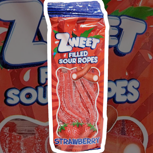 Zweet Strawberry Filled Sour Ropes 128g