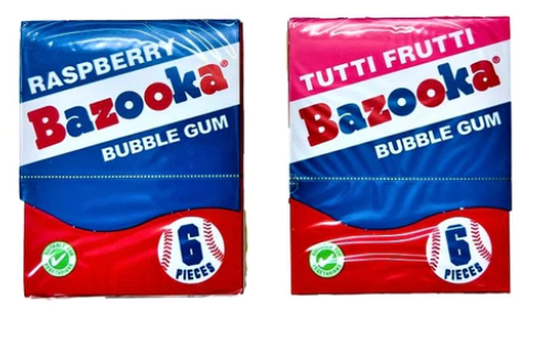 Bazooka Tutti Frutti & Raspberry Bubble Gum Wallet 33g