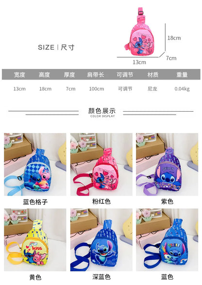 Stitch Anime Bag Cartoon Children Chest Bag Fashion Crossbody Bag Cute Waist Storage Pouch Zipper Coin Purse Children's Gifts