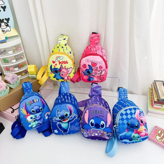 Stitch Anime Bag Cartoon Children Chest Bag Fashion Crossbody Bag Cute Waist Storage Pouch Zipper Coin Purse Children's Gifts
