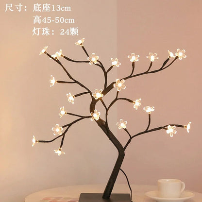 24 LED Rose Flower Tree Lights USB Table Lamp Fairy Maple Leaf Night Light Home Party Christmas Wedding Bedroom Decoration Gift