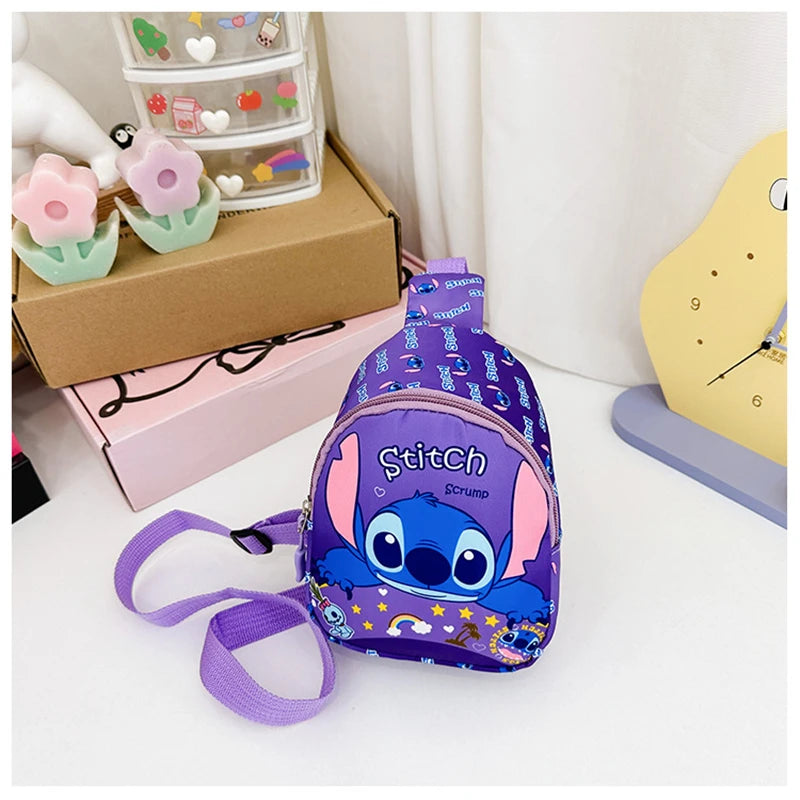 Stitch Anime Bag Cartoon Children Chest Bag Fashion Crossbody Bag Cute Waist Storage Pouch Zipper Coin Purse Children's Gifts