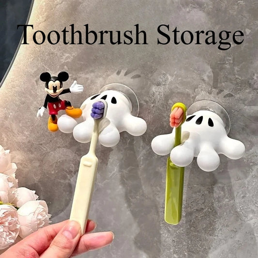 Mickey Toothbrush Holder and Multifunctional Traceless Suction Hooks for Bathroom Towel Hanging and Data Cable Home Furnishings