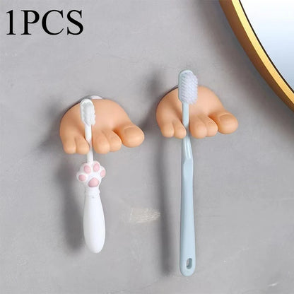 Mickey Toothbrush Holder and Multifunctional Traceless Suction Hooks for Bathroom Towel Hanging and Data Cable Home Furnishings