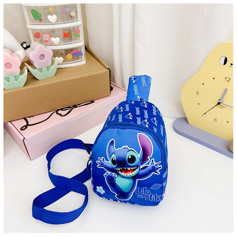 Stitch Anime Bag Cartoon Children Chest Bag Fashion Crossbody Bag Cute Waist Storage Pouch Zipper Coin Purse Children's Gifts