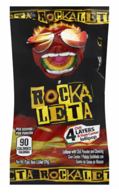 Rockaleta Lollipop Chili Layered with Gum Center 24g