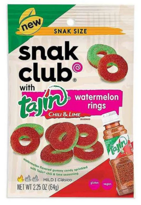 Snak Club Tajin Chili & Lime Watermelon Rings Peg Bag Vegan 2.5oz