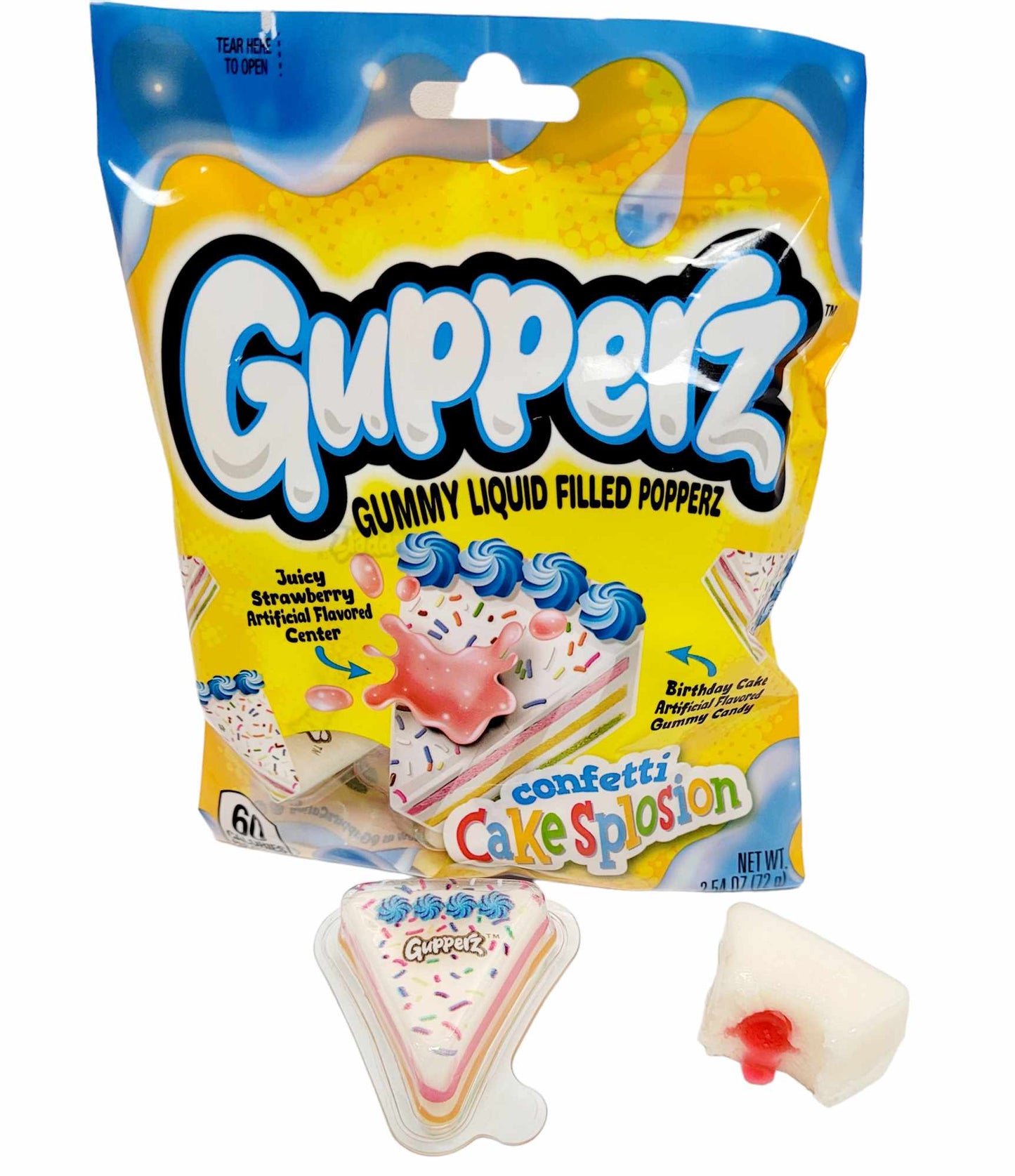 Gupperz Confetti Cakesplosion- gummy liquid filled popperz 72g