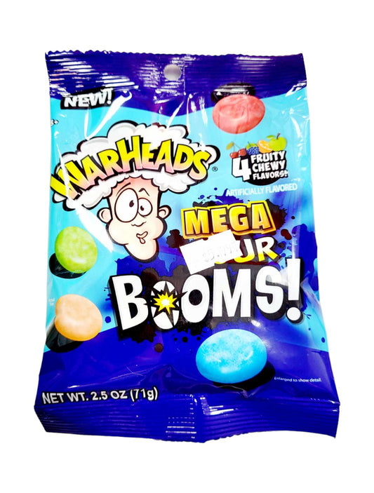 Warheads Sour Booms Fruit Chews Peg Bags 2.5oz