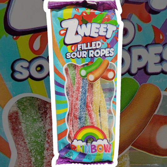 Zweet Sour Rainbow Filled Ropes 128g